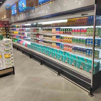 Etalase Tampilan Pencairan Otomatis Didinginkan, Kulkas Chiller Terbuka 1200L