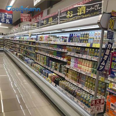 Lemari Es Tirai Udara Terbuka Dengan Kapasitas Bantalan Laminasi 60kg Cabinet Case Chiller