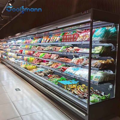 Pendingin Tampilan Sayur LED, Lemari Es Merchandiser Udara Terbuka Buah