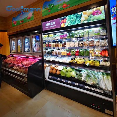 2 - 8 ℃ Pendingin Tampilan Terbuka Chiller Beverage Case Cabinet Freezer