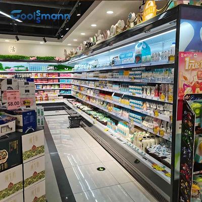 LED Open Showcase Chiller Supermarket Lemari Pajangan Tirai Udara Sayur Buah